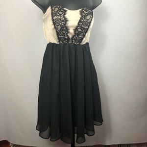 Tan/black Strapless Dress